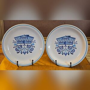 Pair of Vintage Mayer China "Swiss Alps" Dessert or Salad Plates.